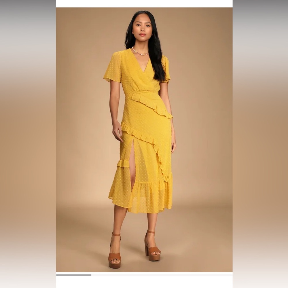 Lulu's Yellow Ruffle Midi Dress - Picture 5 of 10